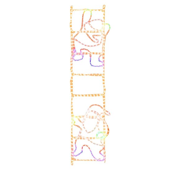 Kerstfiguur Kerstman Op Ladder Opvouwbaar 552 Led&#039;s 50X200 Cm