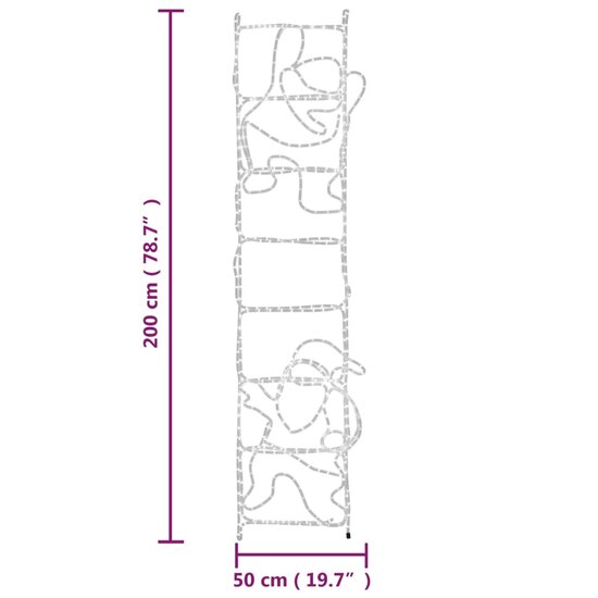 Kerstfiguur Kerstman Op Ladder Opvouwbaar 552 Led&#039;s 50X200 Cm