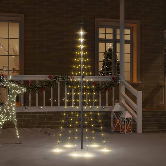 Vlaggenmast Kerstboom 108 Led&#039;s 180 Cm 180 x 70 cm Warmwit