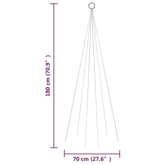 Vlaggenmast Kerstboom 108 Led&#039;s 180 Cm 180 x 70 cm Warmwit