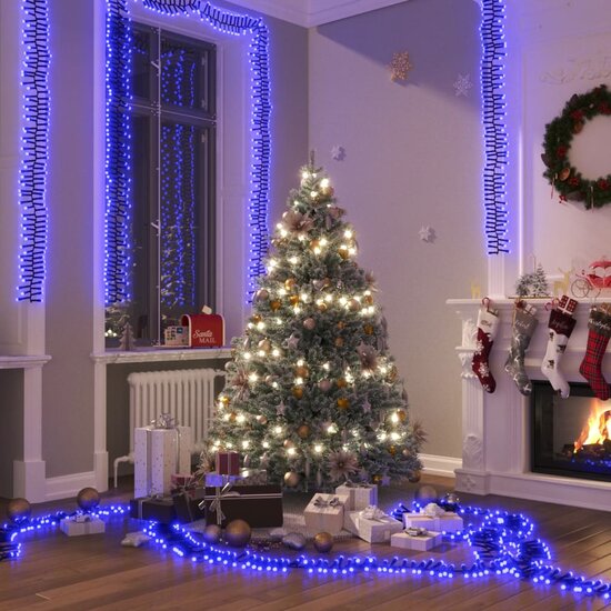 Lichtslinger cluster met 3000 LED&#039;s blauw 23 m PVC