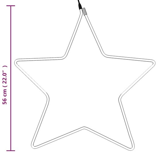 Kerstfiguur ster met 48 warmwitte LED&#039;s 56 cm