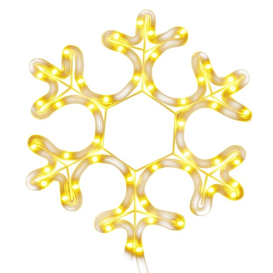 Kerstfiguur sneeuwvlok met 48 warmwitte LED&#039;s 27x27 cm