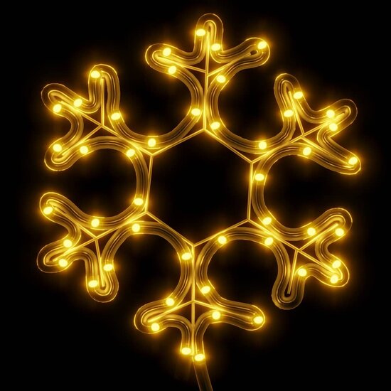 Kerstfiguur sneeuwvlok met 48 warmwitte LED&#039;s 27x27 cm