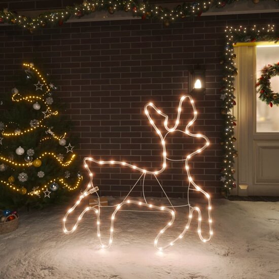Kerstfiguur Rendier Met 72 Warmwitte Led&#039;s 57X55X4,5 Cm 1