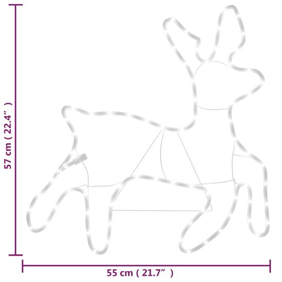 Kerstfiguur Rendier Met 72 Warmwitte Led&#039;s 57X55X4,5 Cm 1