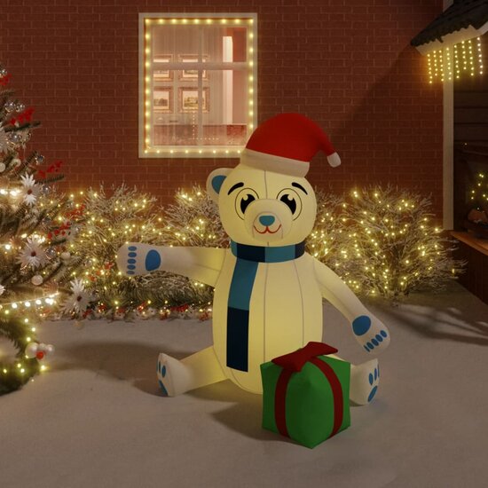 Kerstbeer met LED&#039;s opblaasbaar 180 cm