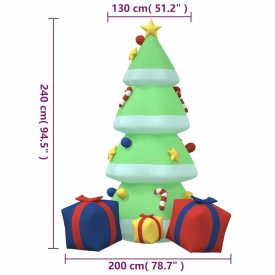 Kerstboom met LED&#039;s opblaasbaar 240 cm
