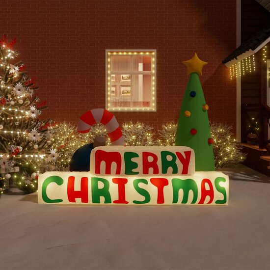Decoratie &amp;quot;Merry Christmas&amp;quot; Met Led&#039;s Opblaasbaar 197 Cm