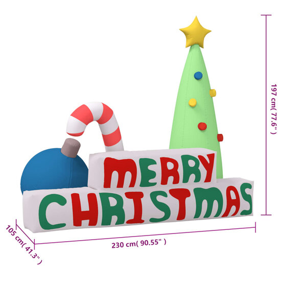 Decoratie &amp;quot;Merry Christmas&amp;quot; Met Led&#039;s Opblaasbaar 197 Cm