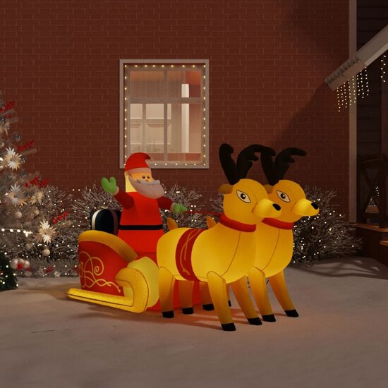 Kerstdecoratie Kerstman En Rendieren Opblaasbaar Led 1 130 cm