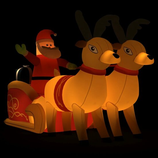 Kerstdecoratie Kerstman En Rendieren Opblaasbaar Led 1 130 cm