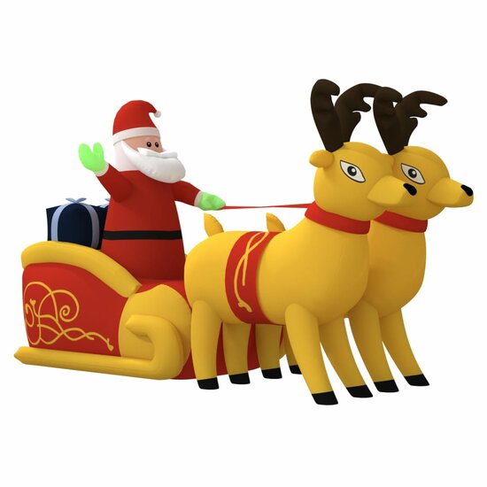 Kerstdecoratie Kerstman En Rendieren Opblaasbaar Led 1 130 cm