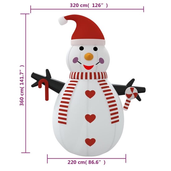 Sneeuwpop Opblaasbaar Met Led-Verlichting 360 cm