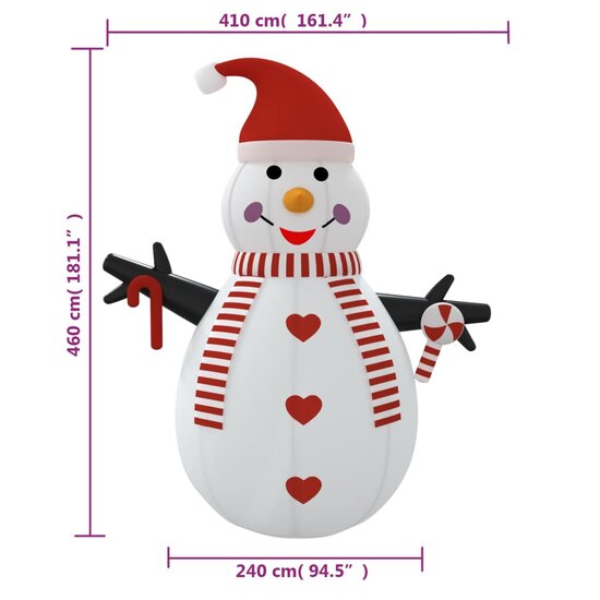Sneeuwpop opblaasbaar met LED&#039;s 460 cm