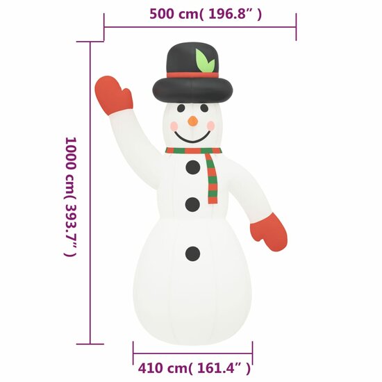 Sneeuwpop Met Led&#039;s Opblaasbaar 1000 cm