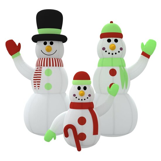 Sneeuwpopfamilie Opblaasbaar Met Led&#039;s 360 cm