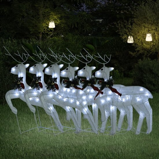Kerstrendieren 6 st 120 LED&#039;s wit