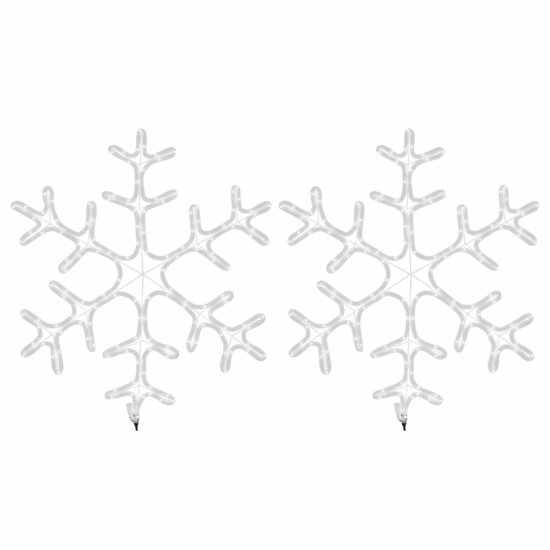 Kerstfiguur sneeuwvlok met LED&#039;s 2 st 59x59 cm warmwit