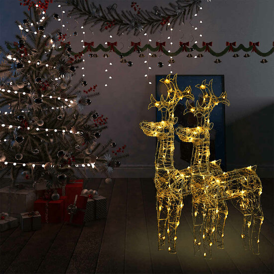 Kerstversiering rendier 2 st 60x16x100 cm acryl