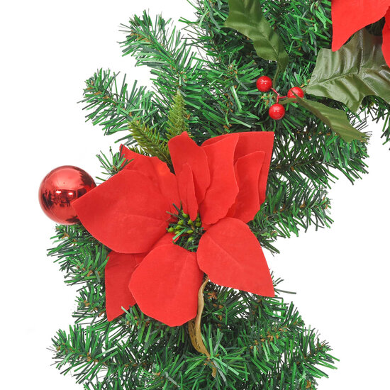 Kerstkrans Met Led Lampjes 60 Cm Pvc Groen Groen &amp; rood