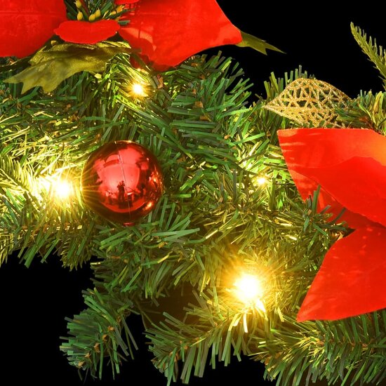 Kerstkrans Met Led Lampjes 60 Cm Pvc Groen Groen &amp; rood
