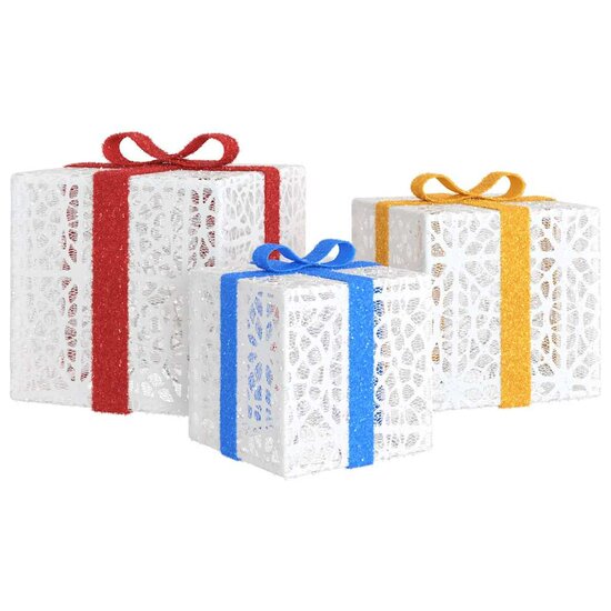 Kerstfiguur cadeaudoos 3 st verlicht 64 warmwitte LED&#039;s