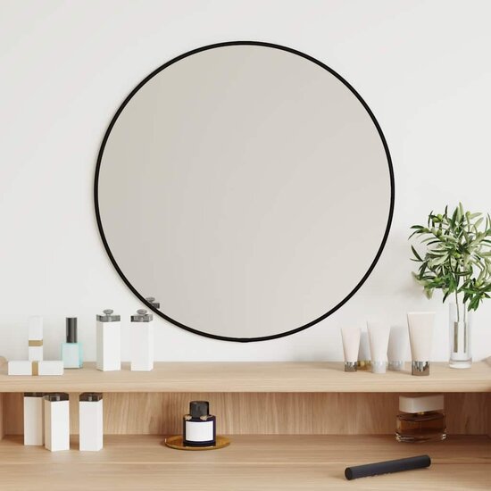 Wandspiegel rond &Oslash;50 cm zwart