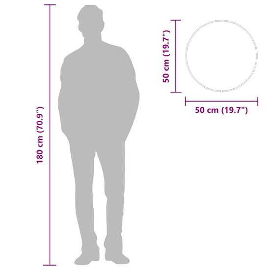 Wandspiegel rond &Oslash;50 cm zwart