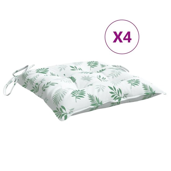 Stoelkussens 4 st 50x50x7 cm stof bladpatroon