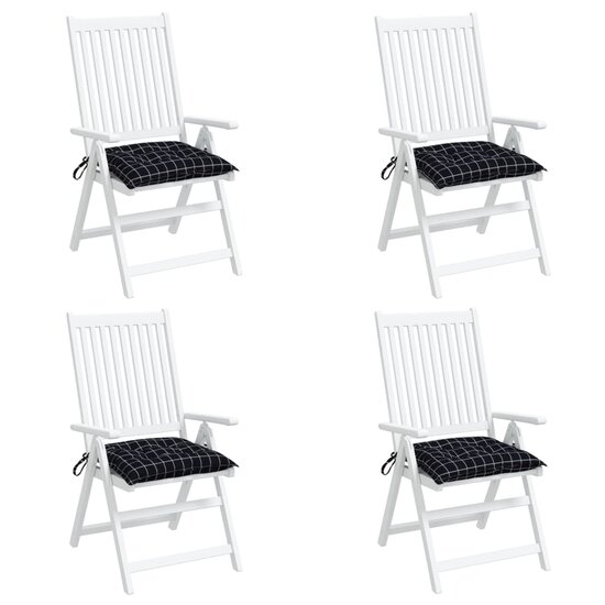Stoelkussens Ruitpatroon Stof Zwart En Wit 4 40 x 40 x 7 cm