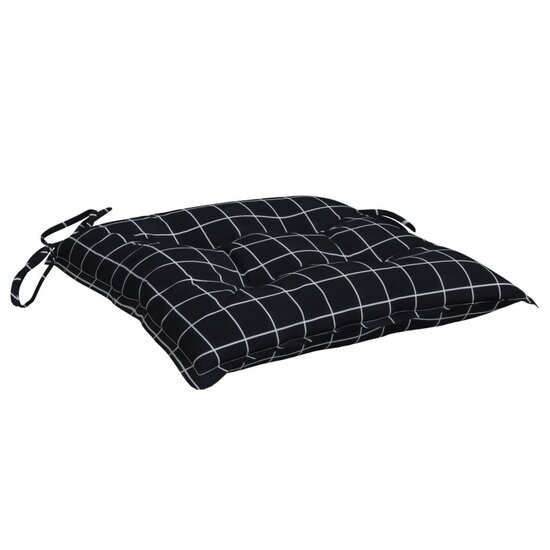 Stoelkussens Ruitpatroon Stof Zwart En Wit 4 40 x 40 x 7 cm
