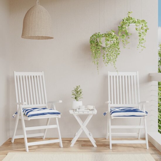 Stoelkussens Gestreept Stof En Blauw En Wit 2 40 x 40 x 7 cm