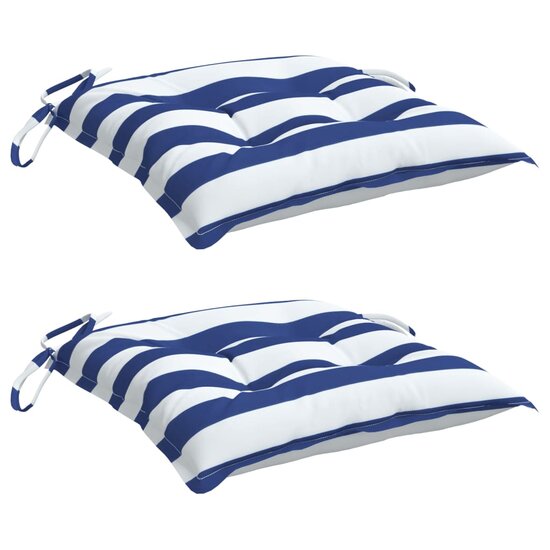 Stoelkussens Gestreept Stof En Blauw En Wit 2 40 x 40 x 7 cm