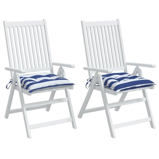 Stoelkussens Gestreept Stof En Blauw En Wit 2 40 x 40 x 7 cm