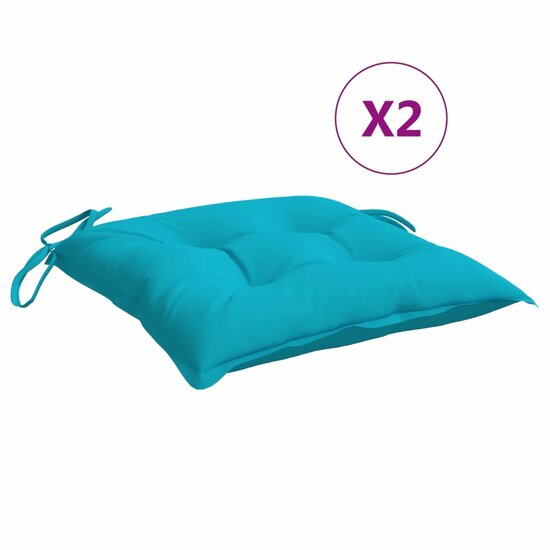 Stoelkussens 2 st 40x40x7 cm stof turquoise