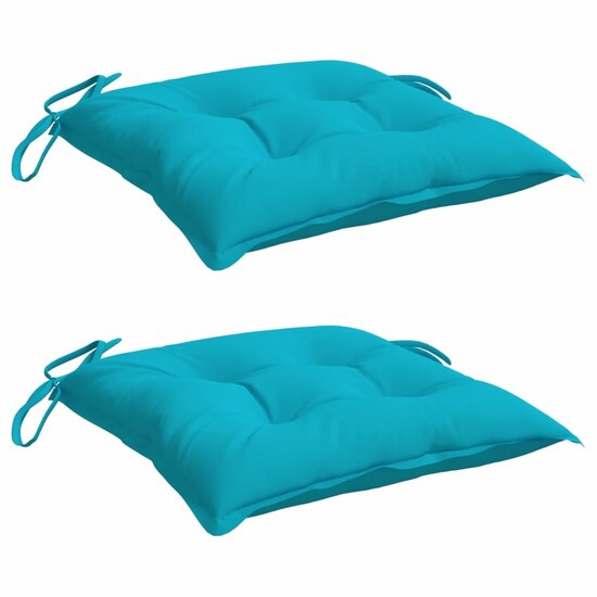 Stoelkussens 2 st 40x40x7 cm stof turquoise