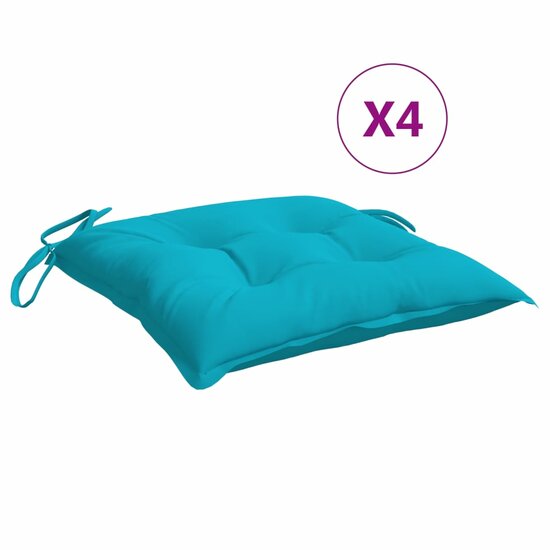 Stoelkussens 4 st 40x40x7 cm stof turquoise