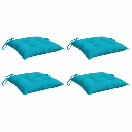 Stoelkussens 4 st 40x40x7 cm stof turquoise