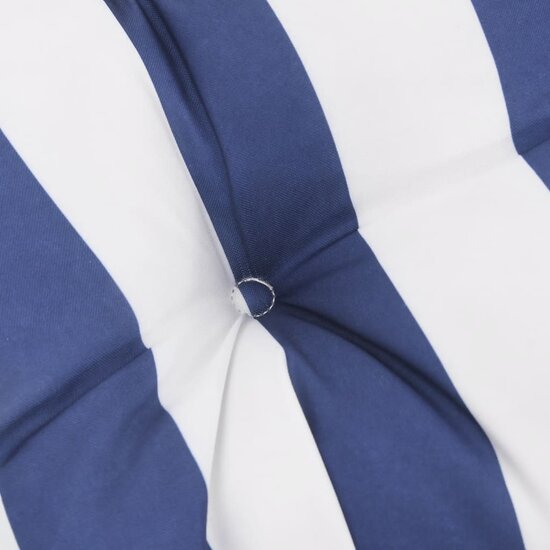 Stoelkussens 4 st gestreept 40x40x7 cm stof wit en blauw