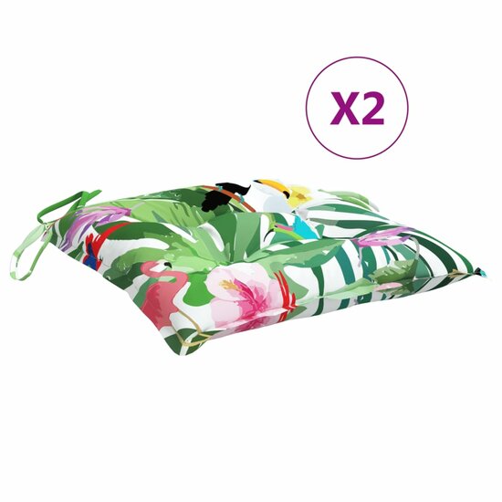 Stoelkussens Stof Meerkleurig Groen En Roze 2 40 x 40 x 7 cm