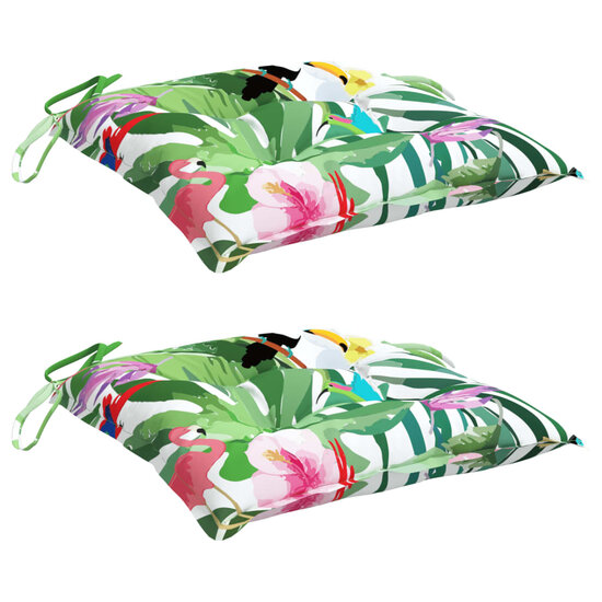 Stoelkussens Stof Meerkleurig Groen En Roze 2 40 x 40 x 7 cm