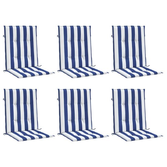 Stoelkussens Lage Rug Gestreept Stof En 6 100 x 50 x 4 cm Blauw en wit
