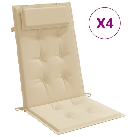 Stoelkussens Hoge Rug Oxford Stof 4 Beige