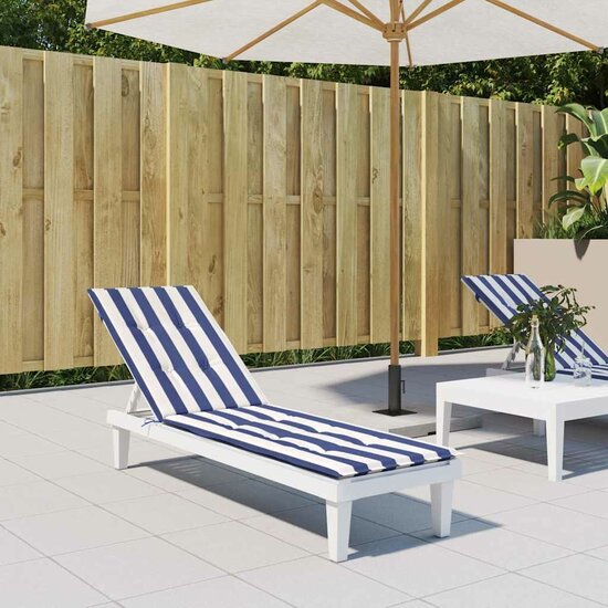 Terrasstoelkussen Gestreept Oxford Stof Blauw en wit