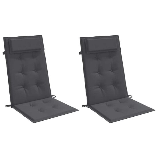 Stoelkussens 2 st hoge rug oxford stof antracietkleurig