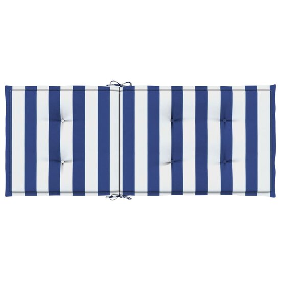 Stoelkussens 4 st hoge rug stof gestreept wit en blauw