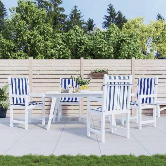 Stoelkussens Lage Rug Gestreept Stof En 4 100 x 50 x 4 cm Blauw en wit