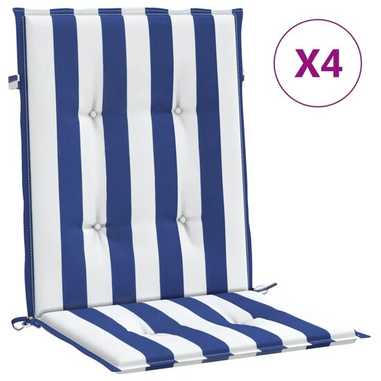 Stoelkussens Lage Rug Gestreept Stof En 4 100 x 50 x 4 cm Blauw en wit