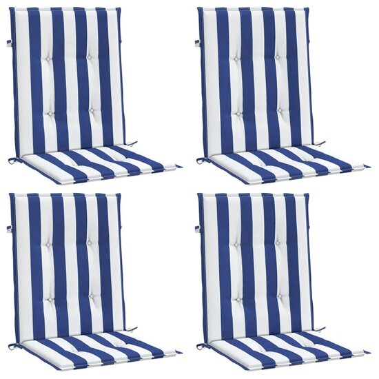 Stoelkussens Lage Rug Gestreept Stof En 4 100 x 50 x 4 cm Blauw en wit
